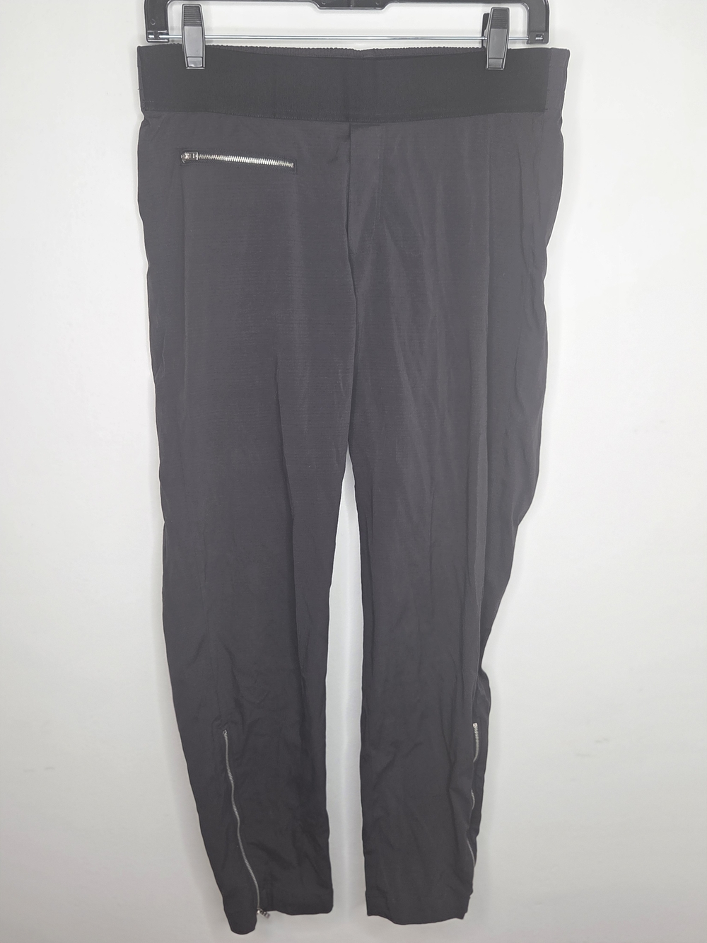 Athleta Women's Black Jogger Track Nylon Blend Pants W/ Zip Pockets (8) GUC